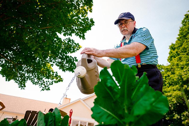 exterior of brick office space in the evening