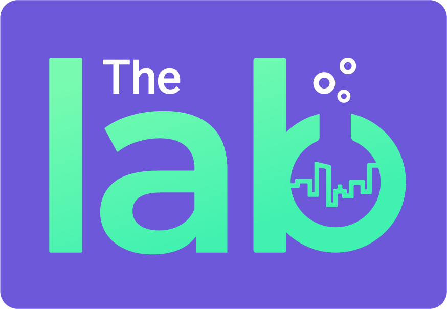 Purple and green graphic of